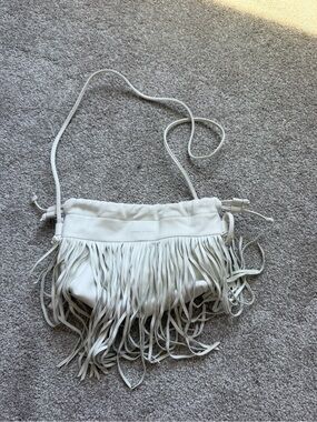 Rebecca Minkoff White Leather Fringe Crossbody